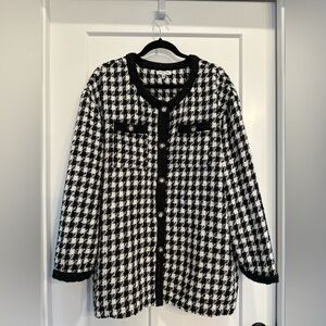 White Birch Black and White Checkered Blazer